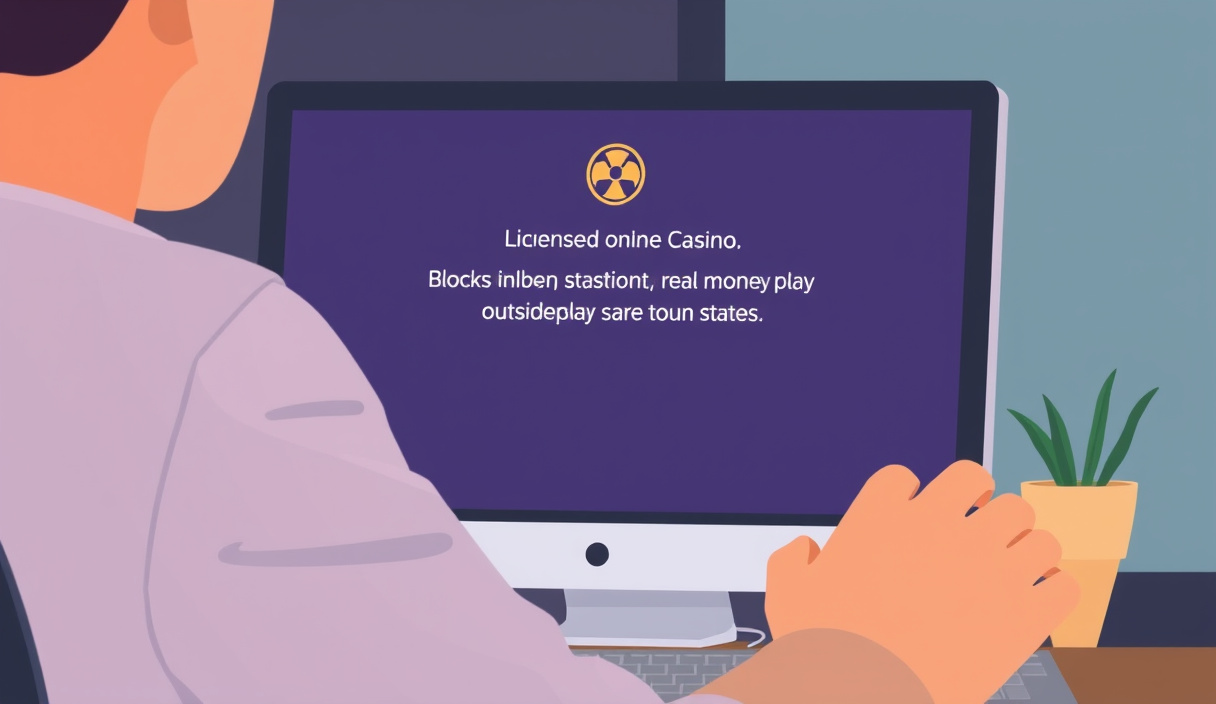 Geolocation error message displayed on casino website blocking out-of-state access
