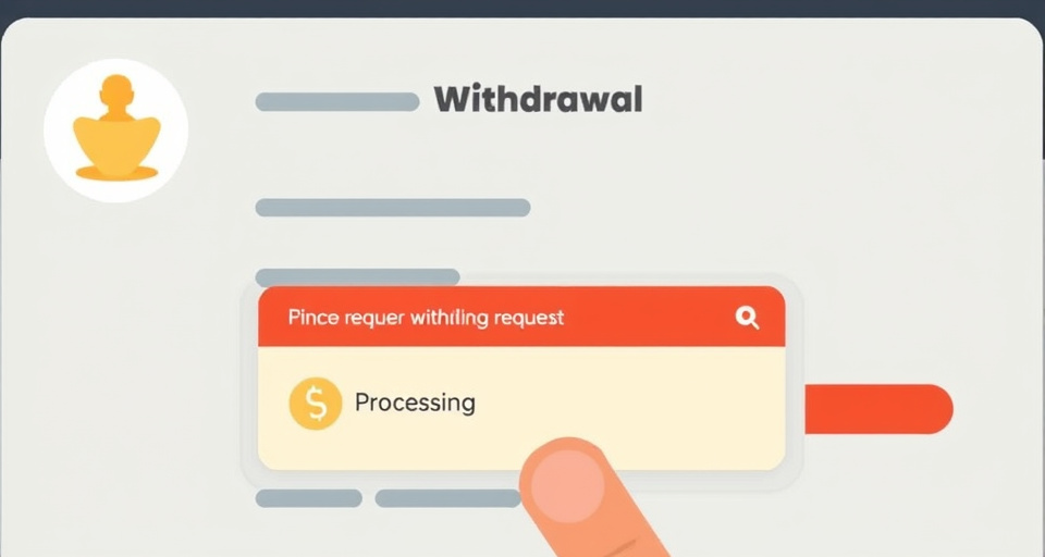 Withdrawal request being processed from an online casino account.