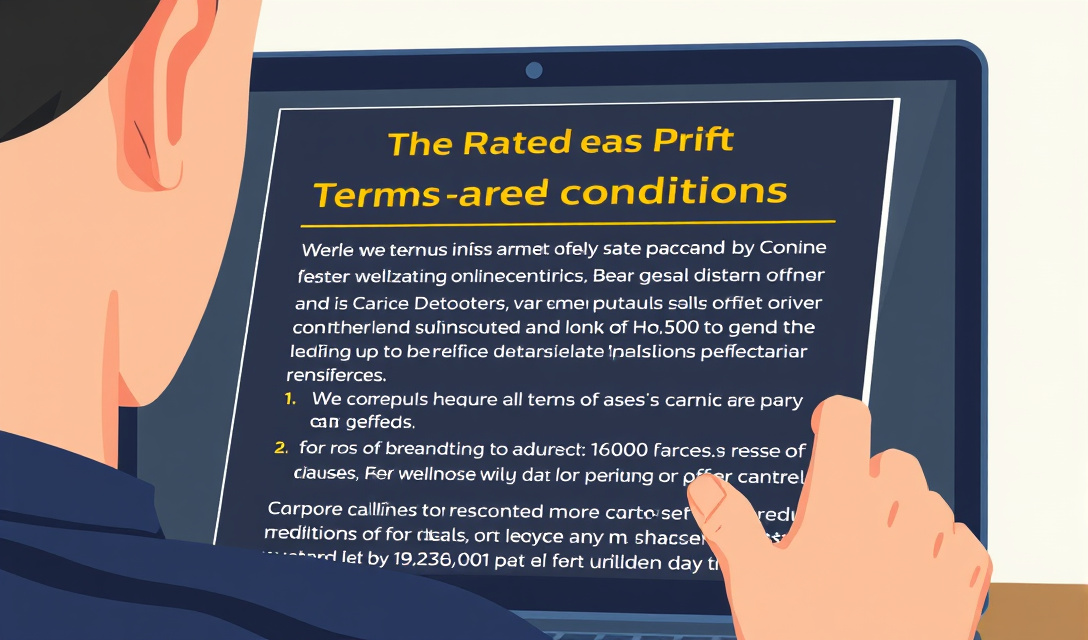 Player reviewing casino bonus terms and conditions on screen